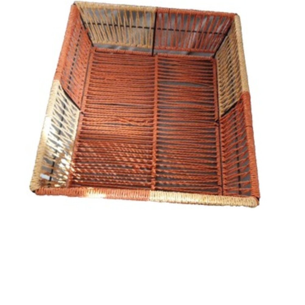 Home Decor Woven Two-Tone Letter Size Basket – Office File & Paper Organizer